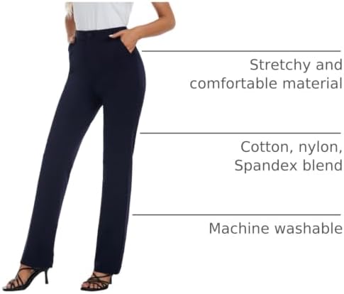 iChosy Women's Stretch Straight Leg Dress Work Pants Business Casual Slacks
