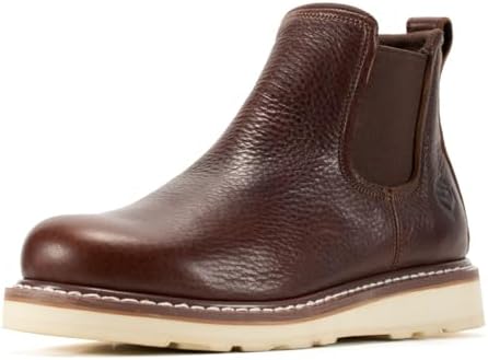 SUREWAY Men's 6-Inch Slip-On Chelsea Work Boots, Soft Toe Leather Boots