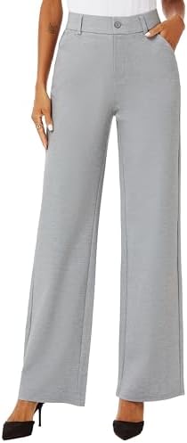 iChosy Womens High Waist Wide Straight Leg Trousers Casual Slacks Dress Pants with Pockets