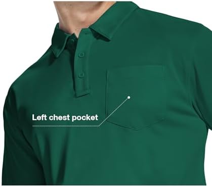 ZITY 5 Pack Polo Shirts for Men with Pocket Dry Quickly Short Sleeve Athletic Outdoor Work Collared Shirts