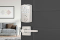 Brinks Fingerprint Door Lock with Lever – Keyless Entry Biometric Lock, Electronic Keypad Fingerprint Deadbolt with Auto-Locking, Front Door Lock and Interior Lever Set, Satin Nickel