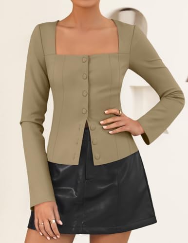 ZESICA Women's Business Casual Fitted Blazers Office Outfits