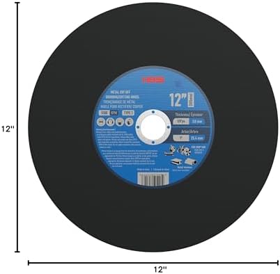 10 Pack 12 Inch Thin Cut-Off Wheel for Metal & Stainless Steel, Type 1 General Purpose Cutting Disc, 1/8 Inch Thickness, 1 Inch Arbor, High-Performance Chop Saw & Cut-Off Saw Blades - HB996745