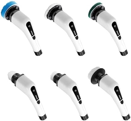 Electric Spin Scrubber with Digital Display, Cordless Cleaning Brush, 3000mAh Battery (90 Min), 8 Replaceable Brush Heads, Adjustable Extension Handle, Dual Speed Power Scrubber for Tub, Tile & Floor