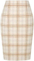 IDEALSANXUN Plaid Skirts for Women Fall Winter Knee Length Pencil Wool Skirt with Slit