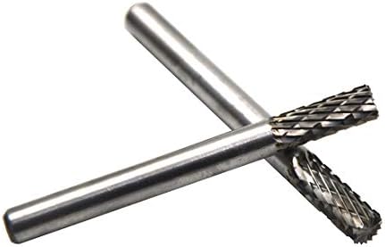 10Pcs/set 1/4 Dia. Flat Cutter Cylinder Solid Carbide Burrs Heavy Duty Grinding Heads Chamfering Abrasion Industrial Deburring Rotary Tools for Straight Edges Surfaces Bottom Holes