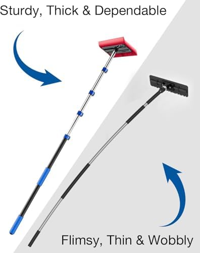 Roof Rakes for Snow Removal, Telescoping Snow Rake for House Roof, Solar Panels, Cars & RV, Snow Broom Push/Pull, Heavy Duty Aluminum Ice Scraper, No-Scratch Foam Blade, Roof Shovel Tool (30FT)