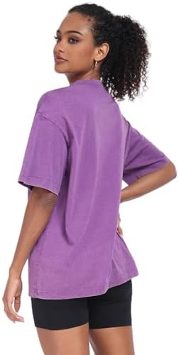 Womens Vintage Oversized T Shirts Acid Washed Baggy Cotton Tee Workout Gym Shirts Boyfriend Short Sleeve Tops