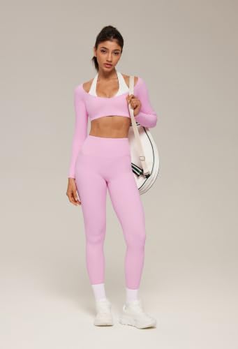 SUUKSESS Women 2 Piece Workout Sets Double Layer Padded Pilates Outfits