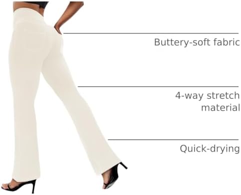 VOOVEEYA Women's Bootcut Leggings - Bootleg Yoga Pants Flare with 4 Pockets