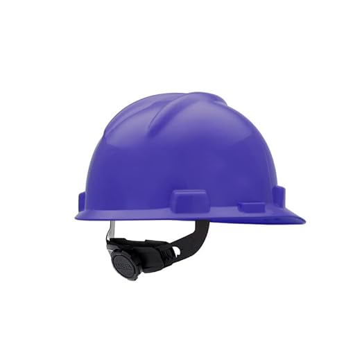 MSA 495858 V-Gard Cap Style Safety Hard Hat With Fas-Trac III Ratchet Suspension | Polyethylene Shell, Superior Impact Protection, Self Adjusting Crown Straps - Standard Size in Purple