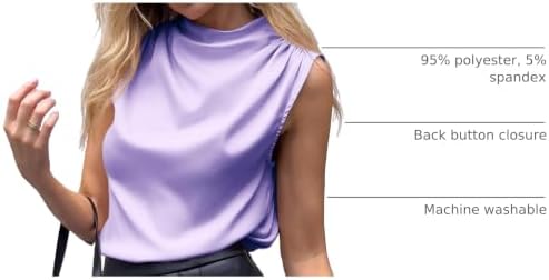 Cicy Bell Womens Mock Neck Satin Tank Tops Silky Business Casual Outfits