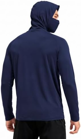 HovSiyla Mens Fishing Hoodie UV Sun Protection Shirts UPF Rash Guard Long Sleeve Shirts Hiking Performance Mesh Face Mask Top