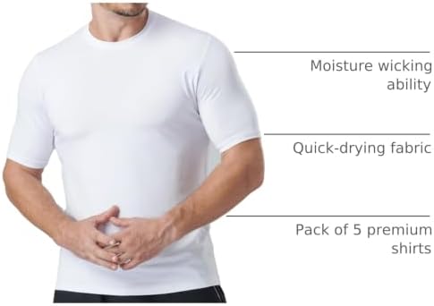 Liberty Imports 5 Pack Men's Active Quick Dry Crew Neck T Shirts