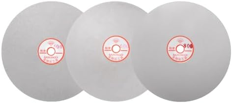 uxcell 3pcs Diamond Sanding Grinding Disc Set, 8-Inch (200mm) Grit 500/600/800 1/2" Arbor Hole, Flat Lap Wheel Polishing Discs for Gemstone Tile Glass Stone Metal