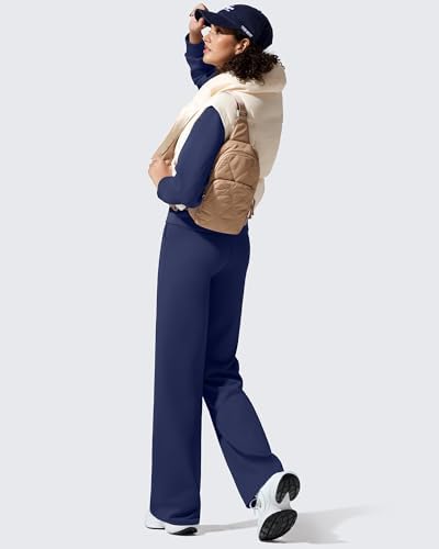 G4Free EverGoing Fleece Lined Wide Leg Pants for Women Dressy Work Casual