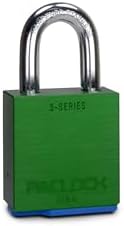PACLOCK's 3-Series Padlock, Standard Rekeyable (SR), 3/8" Diameter Hard. Stainless Steel Shackle, 1-3/16" Tall, Keyed Differently w/ 2 Keys, Green