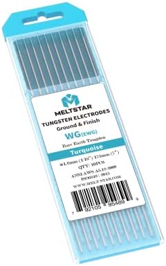 TIG Welding Tungsten ElectrodesRare Earth blend Tungsten Electrodes(Comparable to E3 Purple) 1/16” x 7” (Turquoise, WG20) 10-Pack