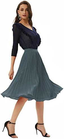 GRACE KARIN Pleated Midi Skirt for Women Chiffon A-Line Outfits