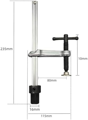Generic Insertion Clamp Fixture Ratchet Function Table Clamp Bench Tool Alloy Steel Holding Device Suitable for Workshop Metalworking Carpentry Assembly, T-bar Insert Clamp 160x80 Base 16mm