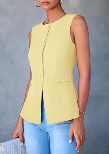 PRETTYGARDEN Women Tailored Suit Vest Business Casual Tops