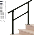 Hand Rails for Outdoor Steps，Stair Handrail & Indoor Stair Railing Kit，Railings for Outdoor Steps for Fence & Outdoor Steps (1, Black-Straight, 3 Step)