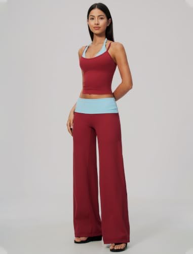 QBGJTD Womens Workout Sets Two Piece Striped Tank Top Wide Leg Yoga Pants Yoga Pilates Outfits
