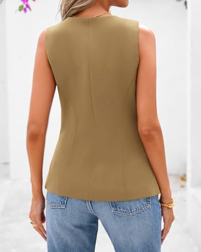 BTFBM Suit Vest Tops For Women Sleeveless Blazer Work Wear