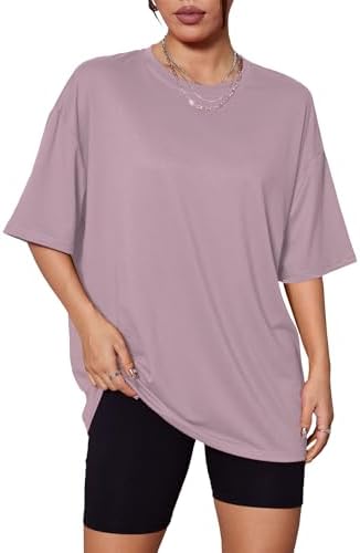 Kinglaman 5 Pack Womens Oversized T Shirts Workout Short Sleeve Summer Tops