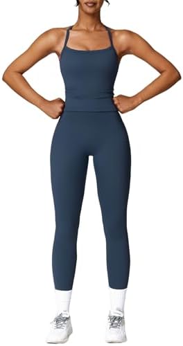 ABOCIW Workout Sets for Women 2 Piece Padded Sports Bra Tank Top High Waist Leggings Sets Gym Yoga Work Out Clothes