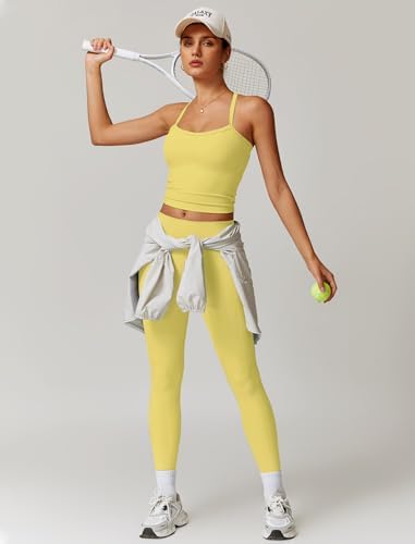 QBGJTD Womens Workout Sets Two Piece Cross Back Tank Top Matching High Waist Leggings Sets Gym Outfits Work Out Clothes