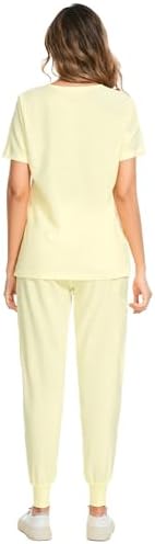 COZYFIT Scrubs for Women Set - Stretch V-Neck & Jogger Pant with 9 Pockets