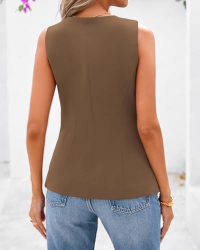 BTFBM Suit Vest Tops For Women Sleeveless Blazer Work Wear