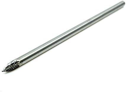Benchmark Abrasives 6” Pointed Tree Shape Double Cut Tungsten Carbide Die Grinder Bits Metal Deburring Tool Rotary Burr, 1/4 Inch Shaft, Engraving Tool for Woodworking Shaping Carving (SG-1)