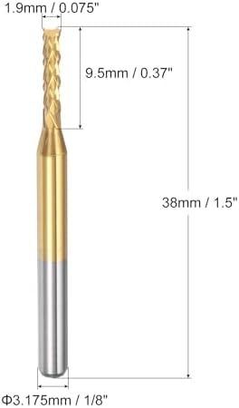 uxcell 10Pcs 1.9mm Titanium Coat Carbide End Mill Engraving Milling Cutter CNC Router Bits for PCB Machine, 1/8" Shank