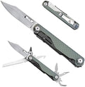 VIPERADE VAK7 14-in-1 EDC Multitool Pocket Knife with Saw, Glass Breaker, Awls, Bottle and Can Opener, Wire Stripper, Screwdriver for Camping, Hiking and Outdoor Activities (G10 Jade)