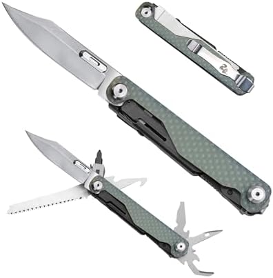 VIPERADE VAK7 14-in-1 EDC Multitool Pocket Knife with Saw, Glass Breaker, Awls, Bottle and Can Opener, Wire Stripper, Screwdriver for Camping, Hiking and Outdoor Activities (G10 Jade)