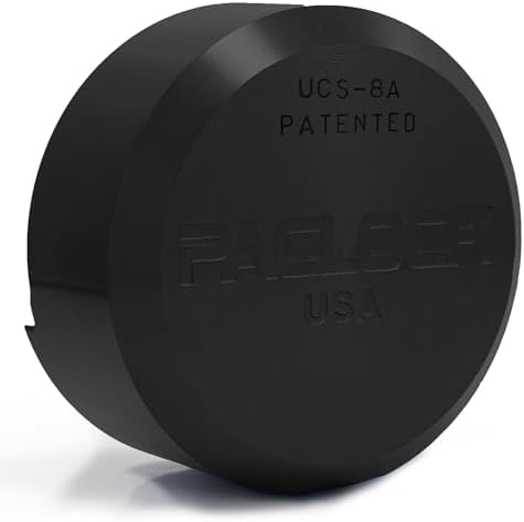 PACLOCK's 8-Series Stepped-Back Puck, High Security Rotating Disc, Manufacturer-Controlled Key Assigning, Exclusive Key Number, Keyed Differently w/ 1 Key, Black