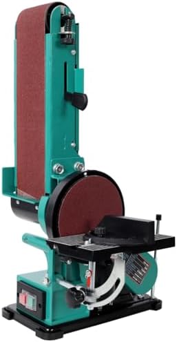 Benchtop Belt & Disc Sander — 4×36 in. Belt (0–90° Tilt) + 6 in. Disc, 120V/60Hz, Quick Tension Release, Heavy-Duty Steel, Compact Workshop Sander (Green)