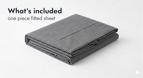 JS Sanders V Berth Boat Sheet 1 Pcs 600 TC Egyptian Cotton, Dark Grey Stripe