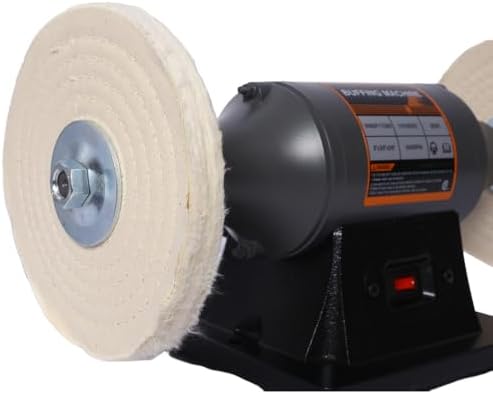 Bench Buffer Polisher – Heavy-Duty 3450 RPM Benchtop Buffing Machine for Jewelry, Metal, Knives, Wood & Jade, 370W Power Grinder with Dual Buffing Wheels & Cast Iron Base (8-Inch)
