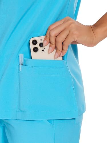 COZYFIT Scrubs for Women Set - Stretch V-Neck & Jogger Pant with 9 Pockets