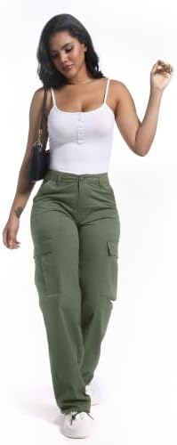 Soulsfeng Women's Baggy Cargo Pants Relaxed Fit Casual Cotton Hiking Pants with 6 Pockets