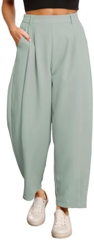 EVALESS Womens Wide Leg Barrel Pants with Pockets