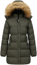 GGleaf Women's Winter Puffer Coat with Removable Fur Hood Warm Snow Jacket