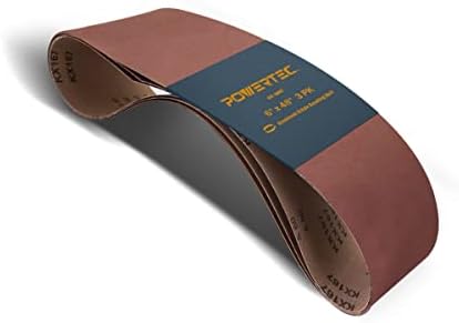 POWERTEC 6 x 48 Inch Sanding Belts, 3PK, 80 Grit Aluminum Oxide Belt Sander Sanding Belt for Bench Belt Sander, Woodworking & Paint Removal, Metal Polishing (110533)
