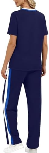 WIHOLL 2 Piece Lounge Sets for Women Matching Set Summer Outfits Short Sleeve Tops Wide Leg Pants with Pockets