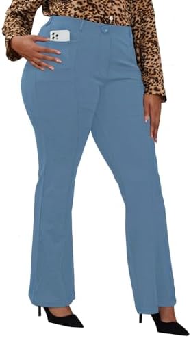 DGD Wrinkle-Free Stretch Dress Pants Plus Size for Women Pull-on Pant Ease into Comfort Office Pant