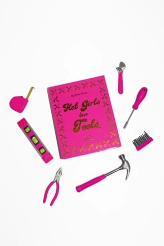 Mandy Hot Girls Love Tools Pink Toolkit Tool Set, 7-Piece DIY Home Repair Kit with Designer Storage Book Box, Hammer, Pliers, Wrench, Screwdriver