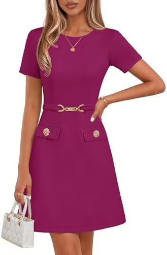 MEROKEETY Women's Summer Business Casual Work Office Mini Dress